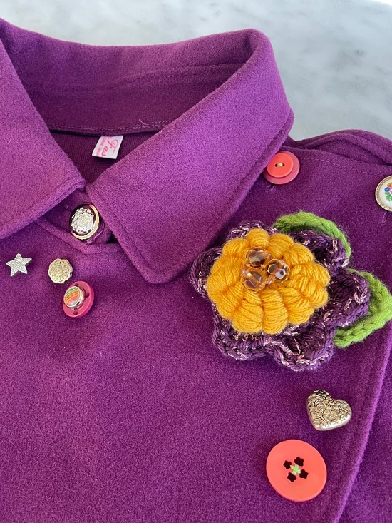 3D handmade crochet flower brooch - Picture 5 of 6